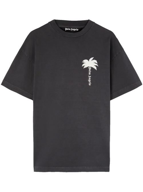 Black T-shirt palm tree print PALM ANGELS | PMAA072S24JER0060703